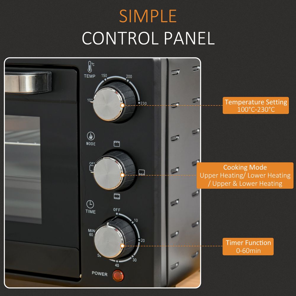 21L Mini Oven, Grill, Toaster Timer, Baking Tray & Wire Rack - 1400W