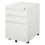 Mobile Vertical File Cabinet Lockable Metal Filling Cabinet with 3 Drawers Anti-tilt Design for Letter A4 Legal Size Fully Assembled Except Casters White