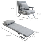 Modern 4-In-1 Single Sofa Bed Sleeper Foldable Portable Armchair Bed Chair Lounge Couch with Pillow for Living Room, Bedroom, Light Grey