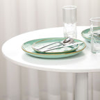 Round Dining Table with Steel Base, Non-slip Pad for Living Room