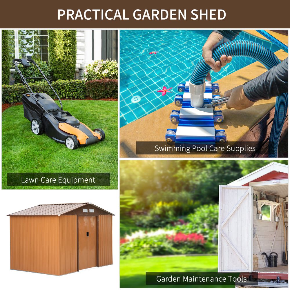 Lockable 9x6 ft Metal Shed - Khaki Storage Yard Container
