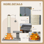 56cm Grey Cat Tree - Interactive Scratching Post with Toys
