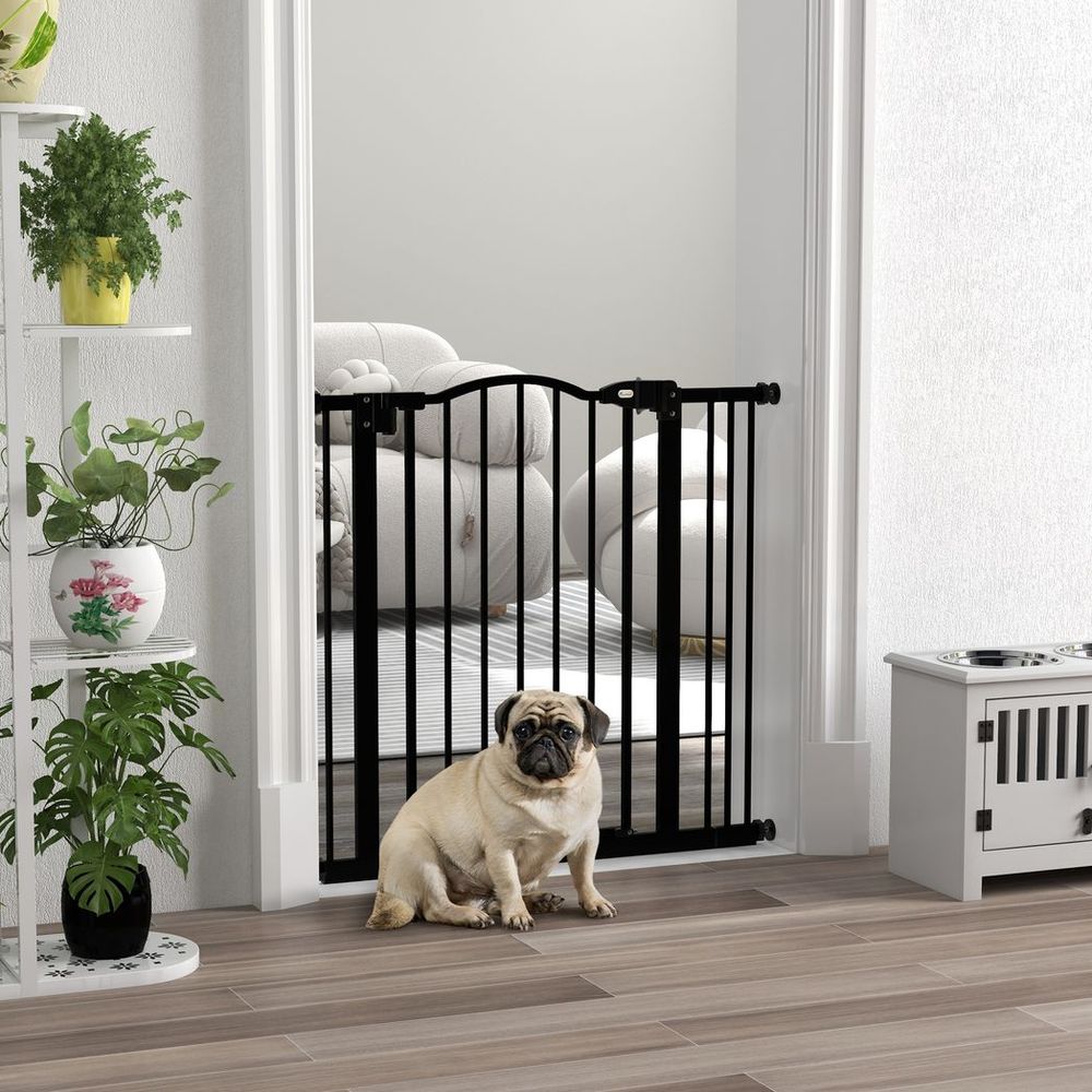 Adjustable Auto-Close Pet Gate - Black, 74-87cm