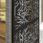 Decorative Outdoor Divider Privacy Panel with Stand, Bamboo Black