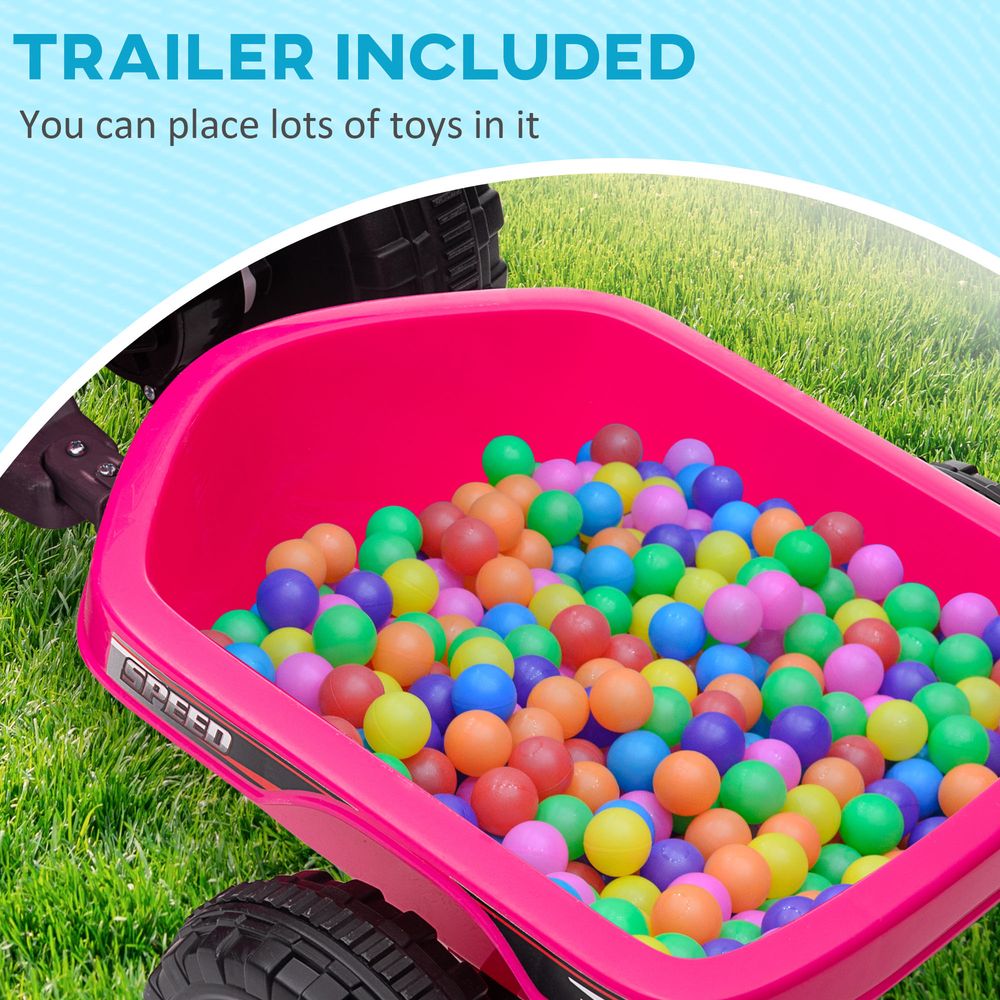 Pink Electric Quad Bike for 18-36 Months with Trailer - and Easy Assembly
