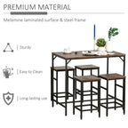 MDF Industrial 5-Pc Dining Set: Table & 4 Stools - Black/Brown, Quality & Space-Saving