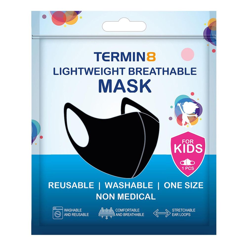 Lightweight Breathable Reusable Face Mask for Kids - Black