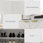 Shoe Cabinet with 2 Chevron Doors, Adjustable Shelf for 12 Pairs