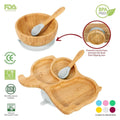 Baby Bamboo Elephant Plate Set: Bpa-Free, Non-Slip, Easy Clean Grey