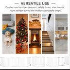 5-Panel Dog Playpen | Pet Gate | Indoor Stair Barrier | Walk Through Door | White