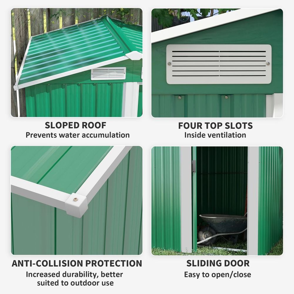 5ft x 4.3ft Outdoor Metal Storage Shed - Sliding Door, Sloped Roof