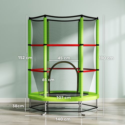 Kids Trampoline Mini Bouncer w/ Enclosure Net for 3-6 Years Green