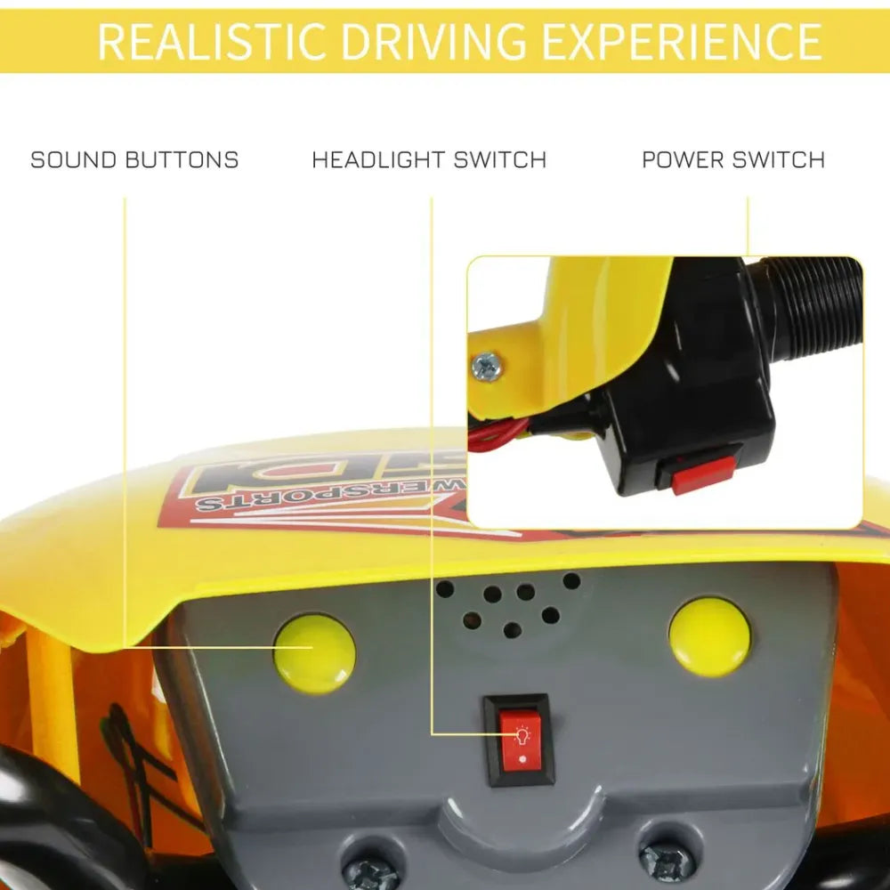 Electric Ride-On Motorcycle for Kids - Yellow, 25kg Max Load, 25W Motor, 2.5km/h Speed, 45min Playtime