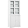 Modern Bookcase with Doors, Display Storage Cabinet with Adjustable Shelves for Living Room, Study, Office, White
