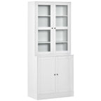 Modern Bookcase with Doors, Display Storage Cabinet with Adjustable Shelves for Living Room, Study, Office, White