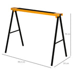 Steel Saw Horse Set - Non-Slip, 2-Piece, Black/Yellow