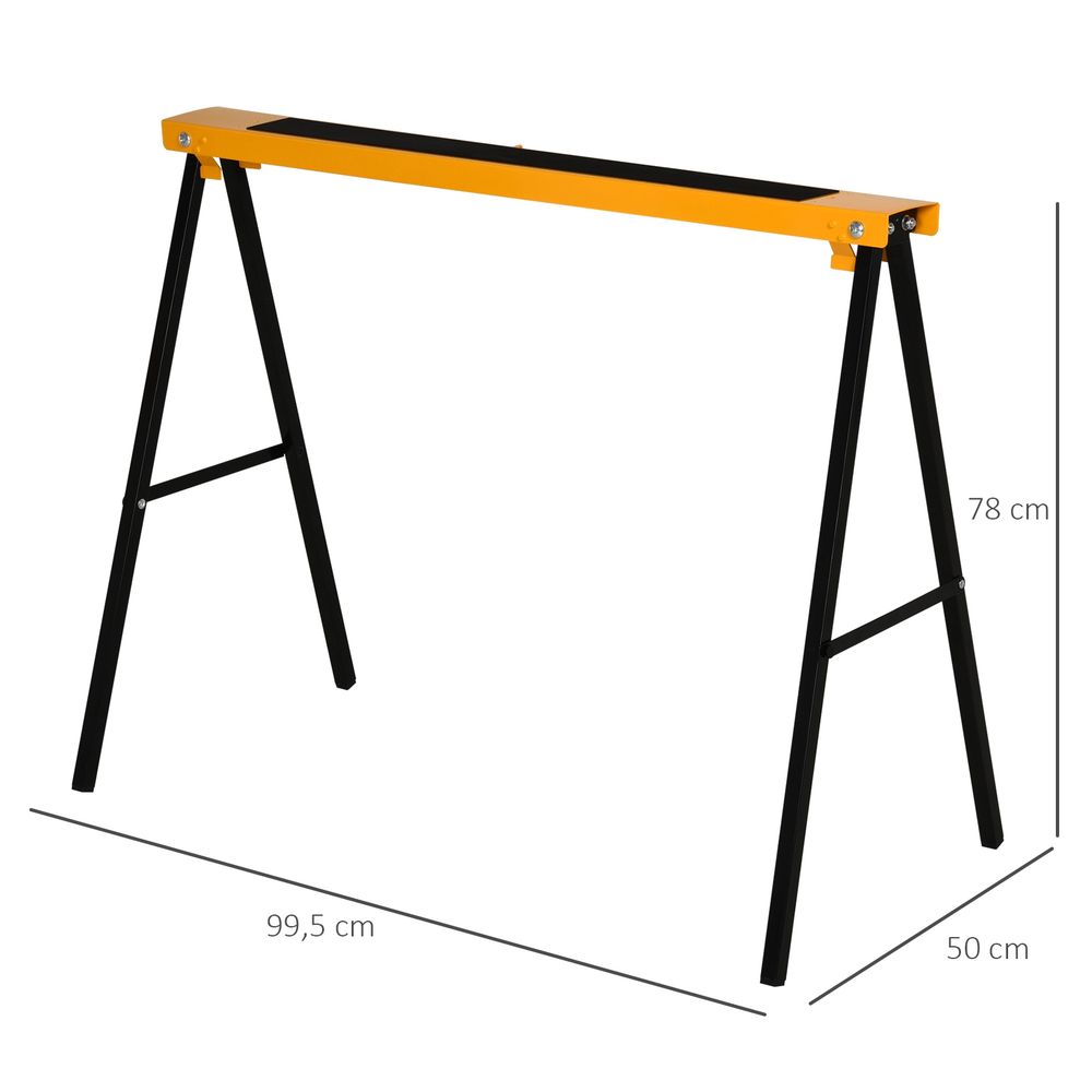 Steel Saw Horse Set - Non-Slip, 2-Piece, Black/Yellow