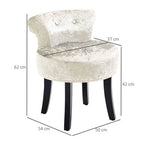 Dressing Table Stool Vanity Seat w/ Rubber Wood Legs Bedroom - Beige