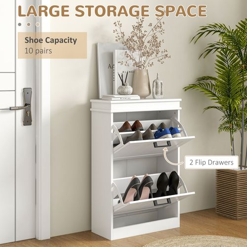 Slim Shoe Storage Cabinet with 2 Flip Drawers for Entryway