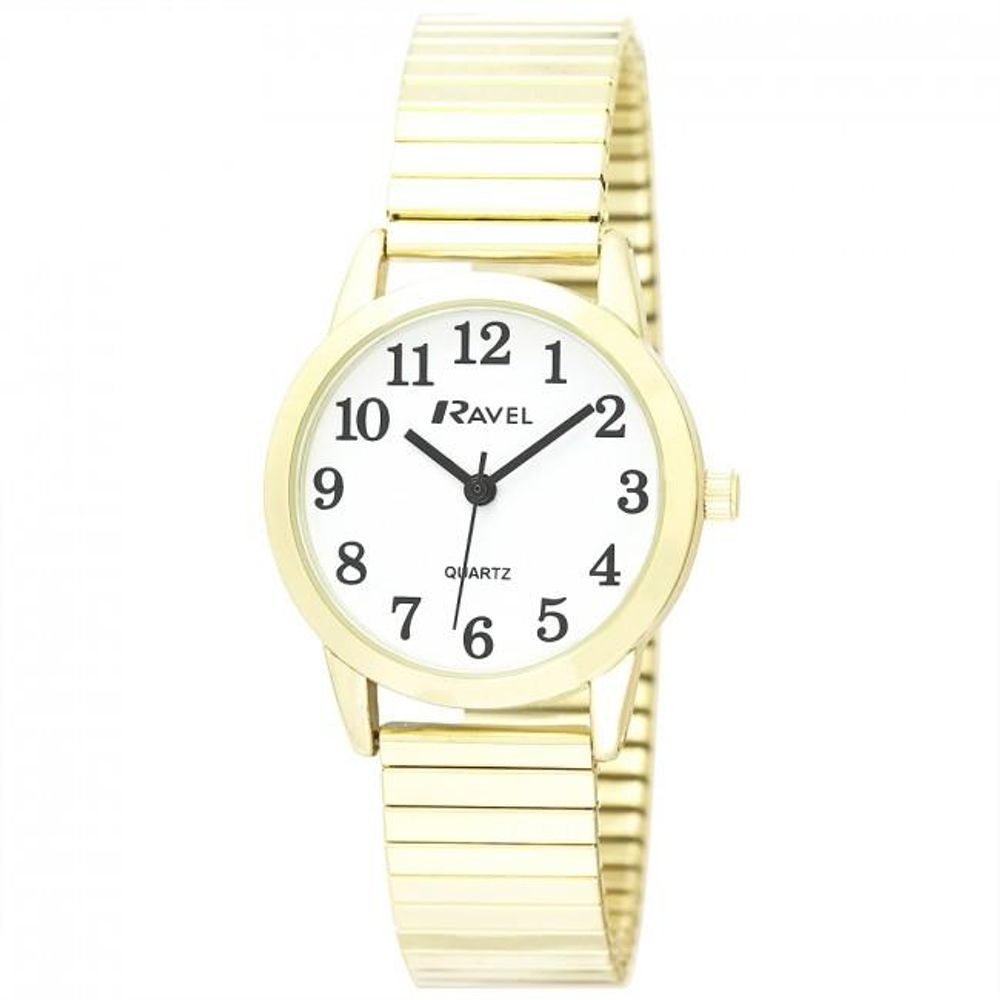 Ladies White Dial Gold Bracelet Watch - Easy Read, Comfort Fit, Bold Numbers