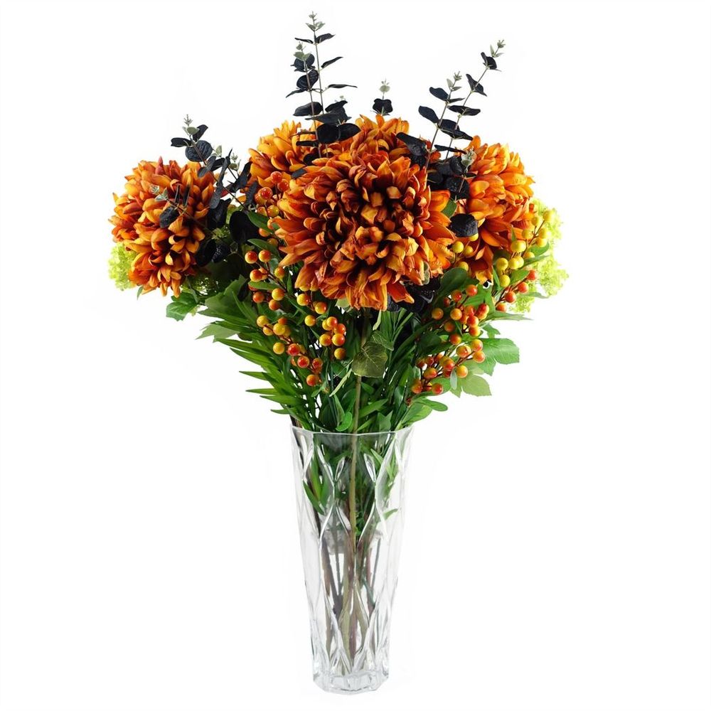 Orange Silk Chrysanthemum - Large 75cm
