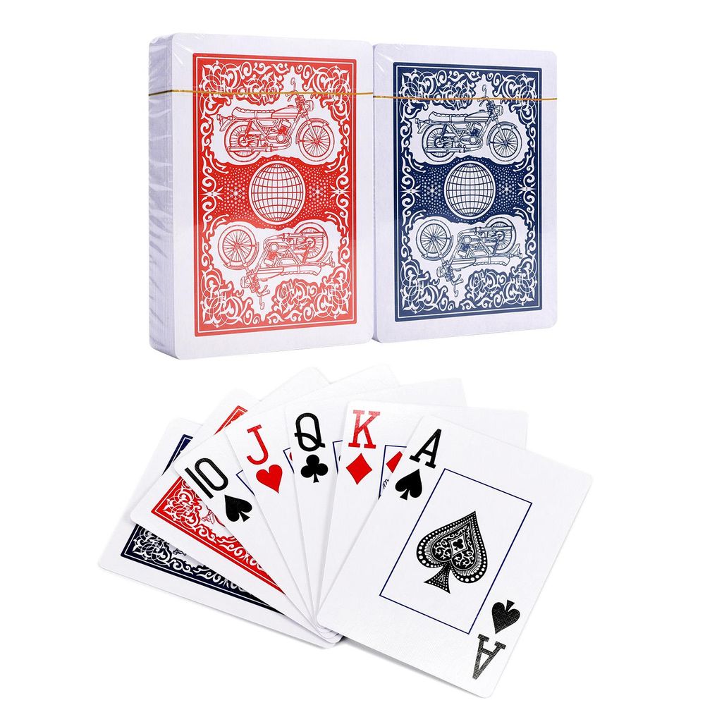Traditional Motorbike Poker Casino Plastic Coated Playing Cards Decks (2 / 4 / 6 / 12) 2 Decks