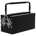 3 Tier Metal Toolbox with 5 Tray Carry Handle 45cmx22.5cmx34.5cm Black