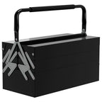3 Tier Metal Toolbox with 5 Tray Carry Handle 45cmx22.5cmx34.5cm Black