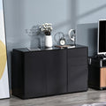 High Gloss Frame Sideboard, Side Cabinet, Push-Open Design with 2 Drawer for Living Room, Bedroom, Black