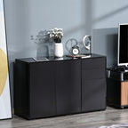 High Gloss Frame Sideboard, Side Cabinet, Push-Open Design with 2 Drawer for Living Room, Bedroom, Black