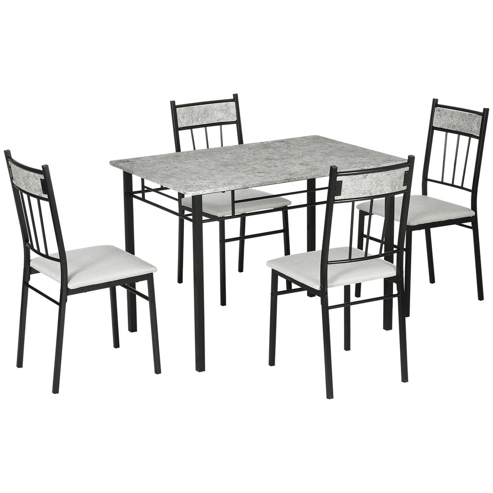 Dining Room Set - Marble Top Table with Four Chairs