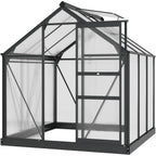 Polycarbonate Walk-In Greenhouse - Aluminium Frame - 6x6ft - Slide Door