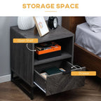 Nightstand with Drawer & Shelf - End Table for Living Room & Bedroom - Design