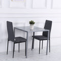 Modern Square Dining Table, Seats 4, with Glass Top & Metal Legs for Dining Room, Living Room, Greyare Design with Tempered Glass & Metal Legs