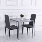 Modern Square Dining Table, Seats 4, with Glass Top & Metal Legs for Dining Room, Living Room, Greyare Design with Tempered Glass & Metal Legs