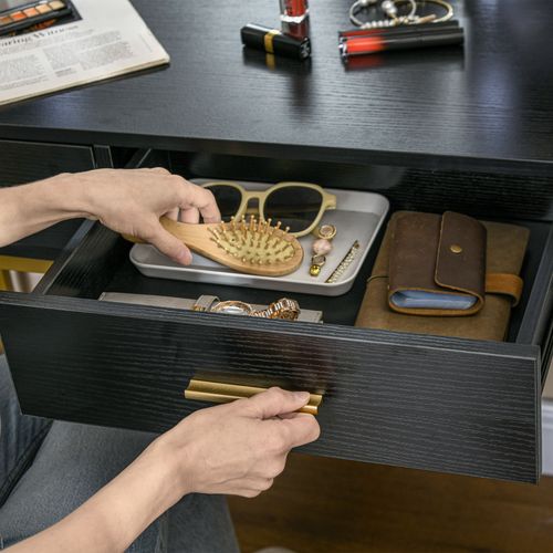 Makeup Vanity Desk Set with Lighted Mirror, Stool, Drawers