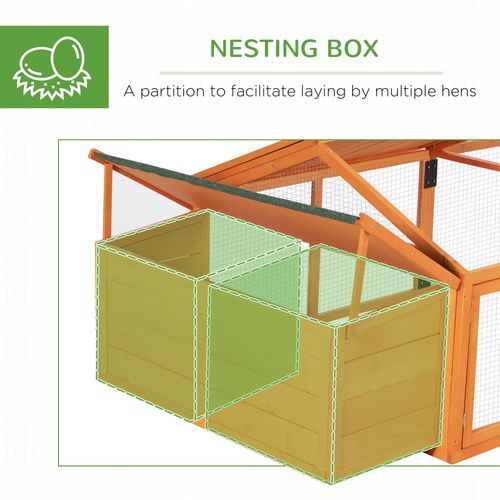 Wooden Chicken Run with Nesting Box, Openable Roof for 4-8 Chickens Ducks