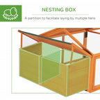 Wooden Chicken Run with Nesting Box, Openable Roof for 4-8 Chickens Ducks