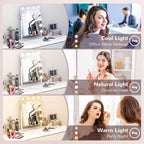 Hollywood Lighted Makeup Mirror with Magnifier, USB Port, Phone Holder