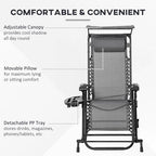 Folding Recliner Chair Outdoor Lounge Rocker Zero-Gravity Seat, Grey