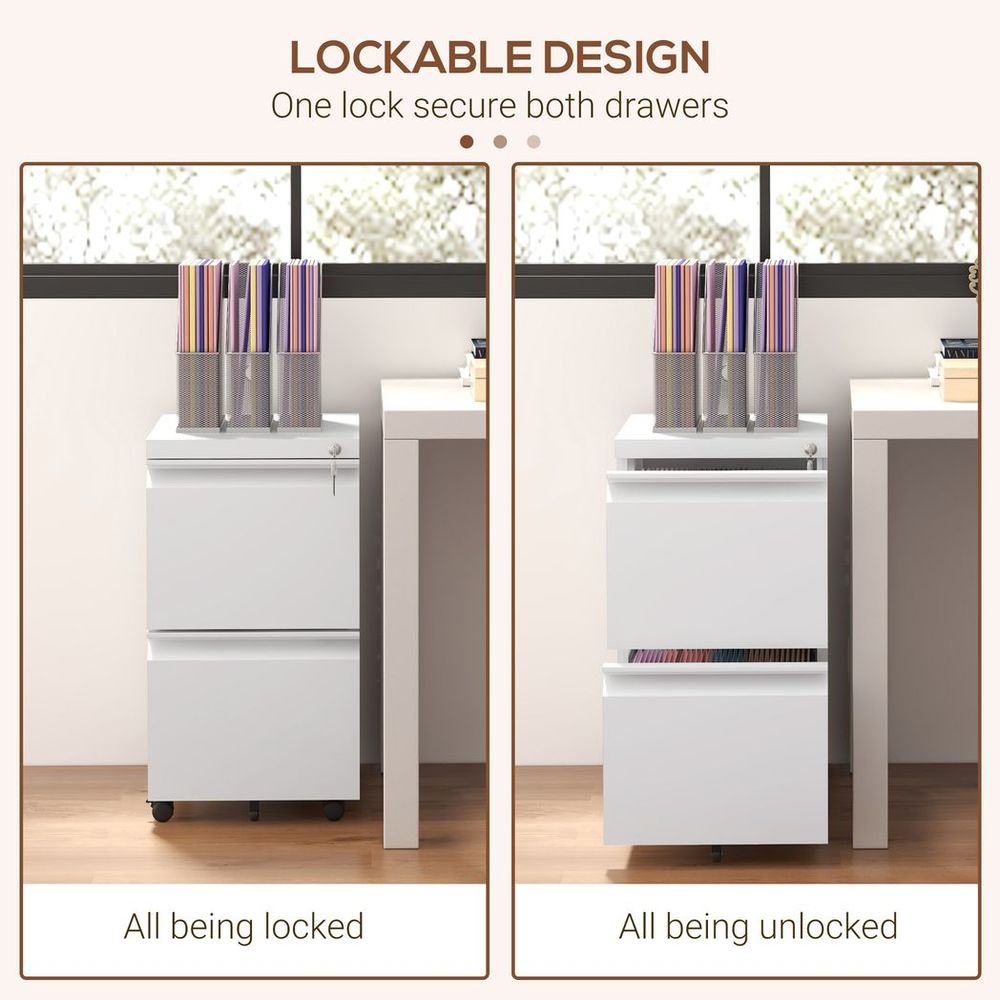 Steel File Cabinet with Lock Hanging Bar for Letter A4 Legal Size White in White