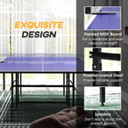 9FT Folding Table Tennis Table w/ 4 Wheels, for Indoors, Blue
