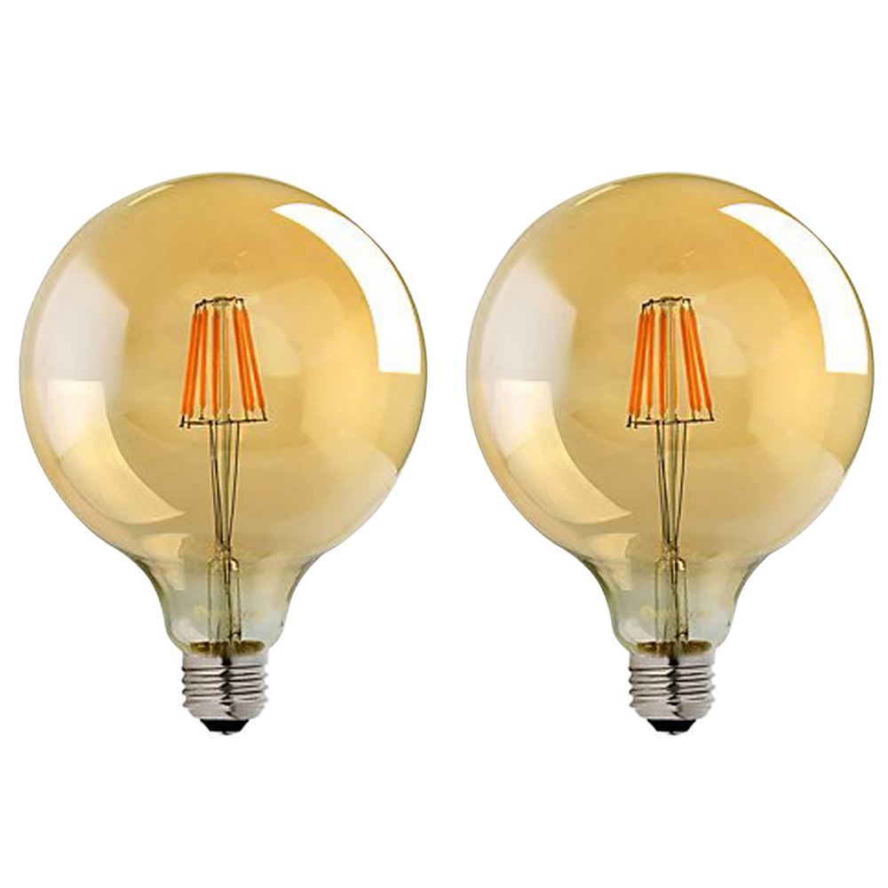 Vintage Amber Glass LED Edison Bulbs - Dimmable, Warm White, 2 Pack, 2700K - Professional Quality