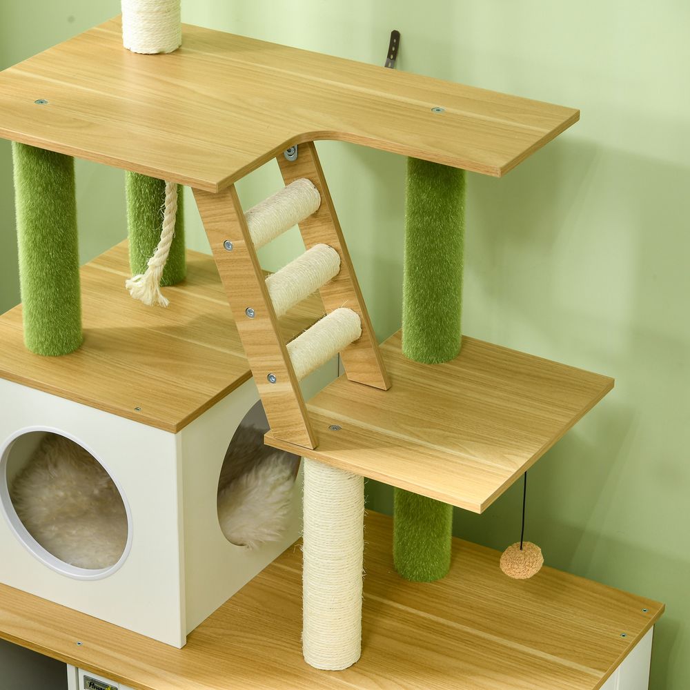 Oak 2-in-1 Cat Tree & Hidden Litter Box