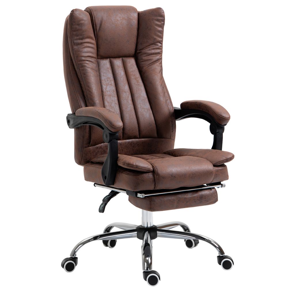 Brown Executive Office Chair - High Back, Armrests, Footrest - Comfort & Functionality
