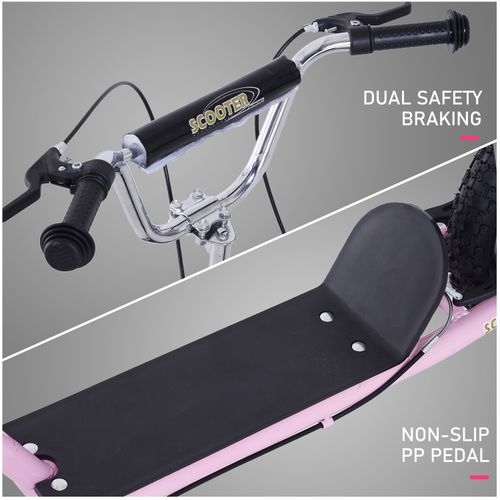 Teen Scooter Adjustable Height Dual Brakes Rubber Wheels Kickstand