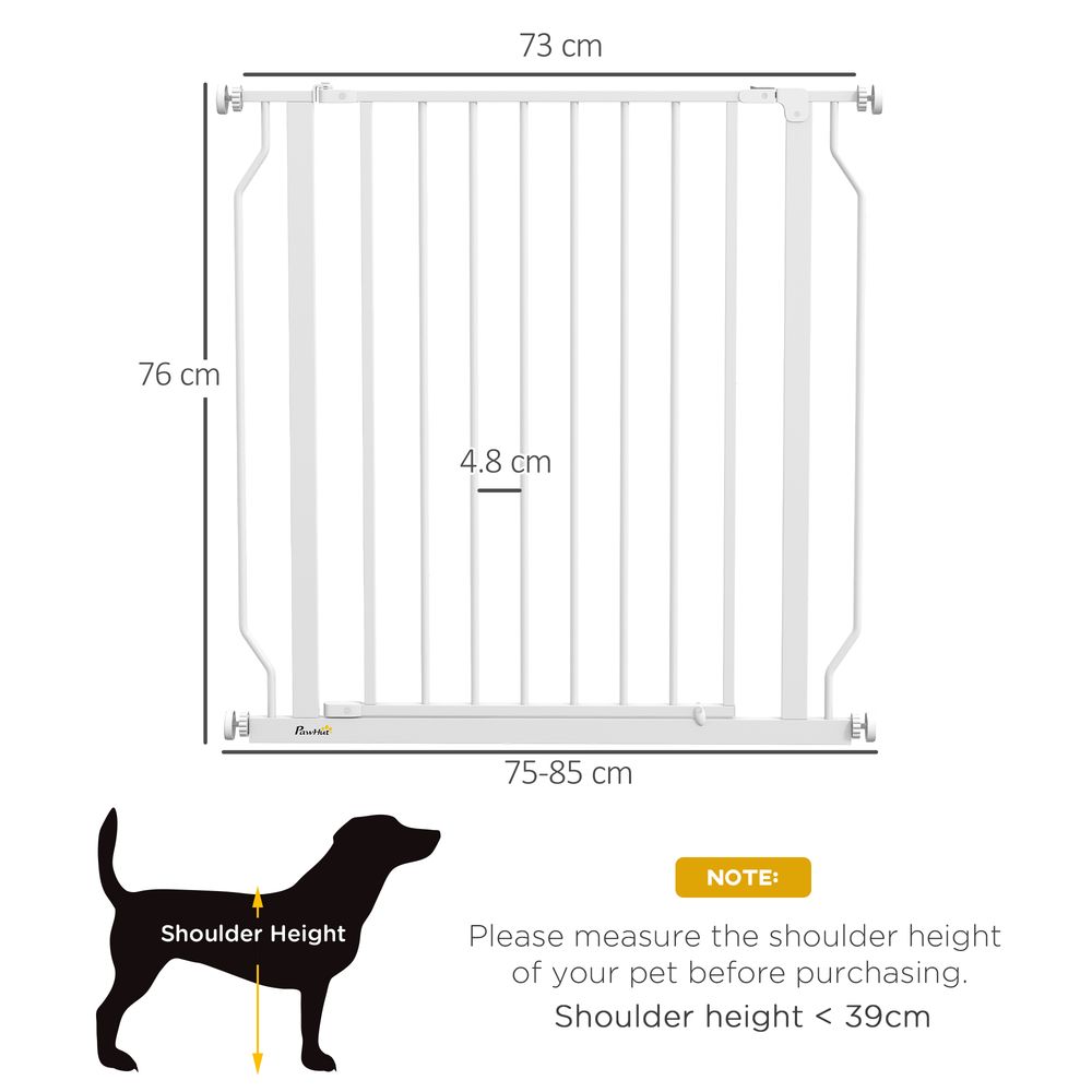 Dog Gate: Wide Stair Gate w/ Door, Pressure Fit, 75-85cm, White