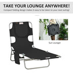 Patio Foldable Sun Lounger 5 Level Adjustable Reclining Chair Black