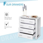 Chest Of 4 Drawers Storage Cabinet Bedroom Clothes w/Metal Handles Base Freestanding Unit Furnishing Living Room White