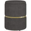 Round Pouffe, Storage Footstool with Cushioned Top, Hidden Space with Multifunctional Detail